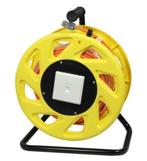 Kabeltrommel Cat6a 50M Cat7a Råkabel Sstpsftp Med 2X Stikkontakter Rj45cat6a Lszh Synergy 21