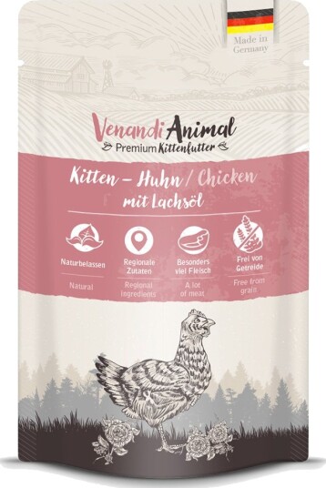Venandi Animal Våtfôr Kitten Med Lakseolje Kylling 24 X 125 G