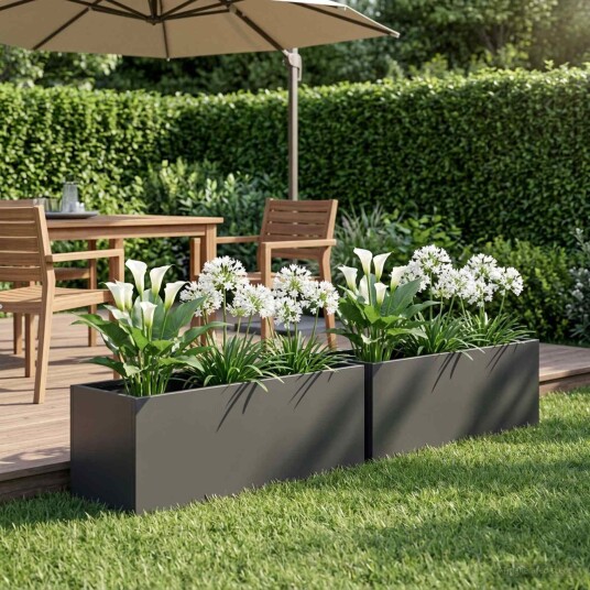 vidaXL Hageblomsterpotte 2 stk. Svart 60 x 20 x 20 cm Kaldvalsestål
