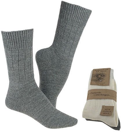 Clemente Alpakka Ullsokker Hvit & Grå Tynne 2-pk Str. 35/38 Clemente Alpakka Ullsokker Hvit & Grå Tynne 2-pk Str. 35/38