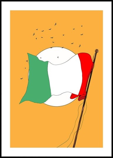Italian Flag Waving Plakat Plakat / 30x40cm