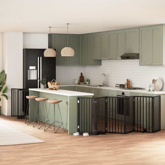 Vidaxl Hundeport Sammenleggbar 9 Paneler Svart 450 cm Poppeltre