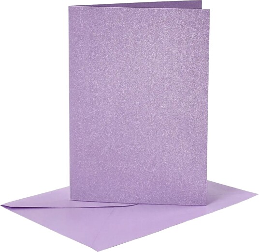 Cc Hobby Kort med Konvolutt Lilla Glitrende 4-pakning 23035
