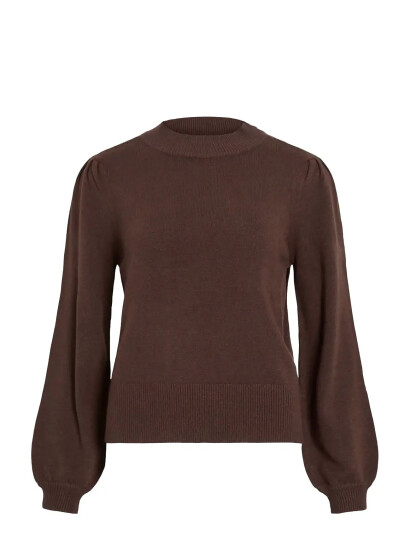 Vila Viril Turtle-Nk Balloon L/S Top - Noos - Brown - M