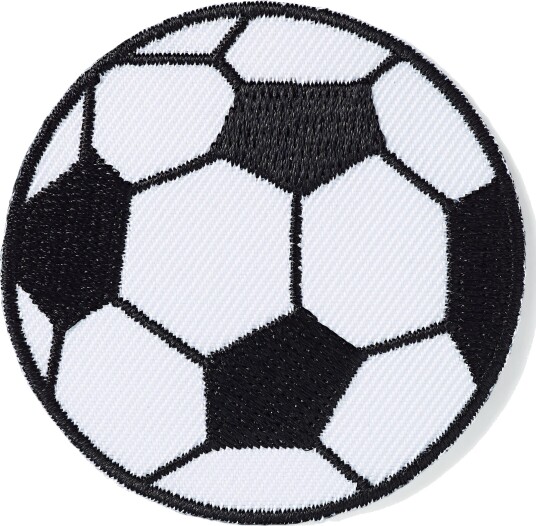 Applikasjon, stor fotball Svart og hvit fotball kan strykes på