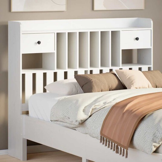  Hodegavl med oppbevaring hvit 135 cm heltre furu 8721158371423