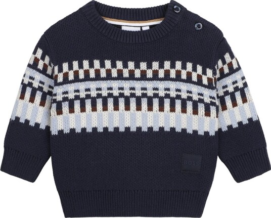 BOSS Genser Strikk Navy m. Mønster BOSS 1½ år (86) Genser Blå Brun Grå Hvit Marineblå