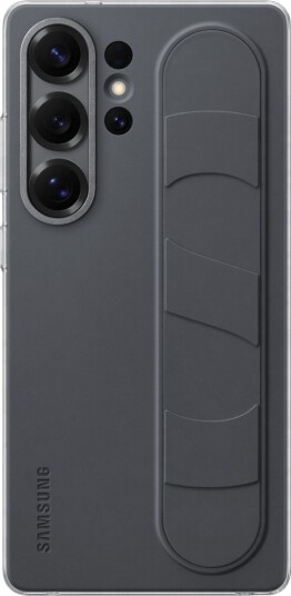 Samsung Galaxy S25 Ultra Stående Grip Deksel i Svart Silikon Samsung Galaxy S25 Ultra Stående Grip Deksel i Svart Silikon