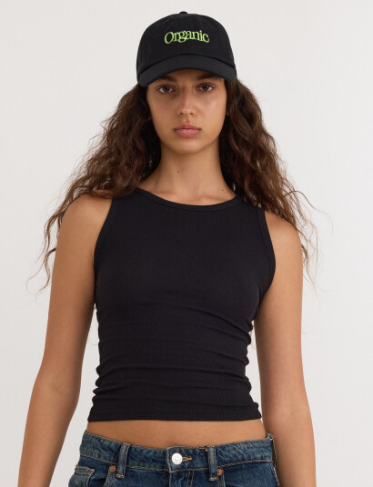 Organic Basics Core Rib Tank Top   Black   XS