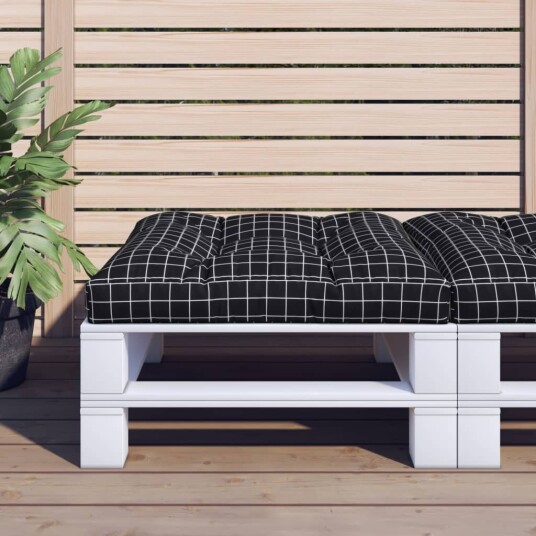 vidaXL Pallepute svart rutemønster 80x80x12 cm oxfordstoff