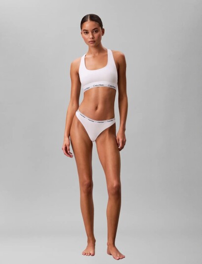 Calvin Klein Truser 3P Modern Logo Thongs Hvit/Grå bomull X-Large Dame