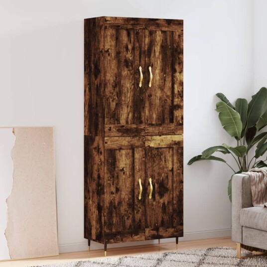  Highboard røkt eik 69,5x34x180 cm konstruert tre