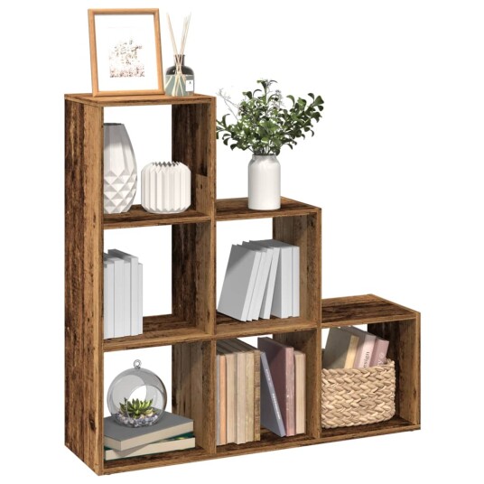 Romdeler bokhylle 3 lag gammelt eik 99x29x99 cm konstruert tre