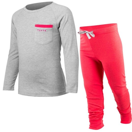 Tufte Wear Kids Pyjamas Pink/Grey 7 8 År Tufte Wear Kids Pyjamas Pink/Grey 7 8 År