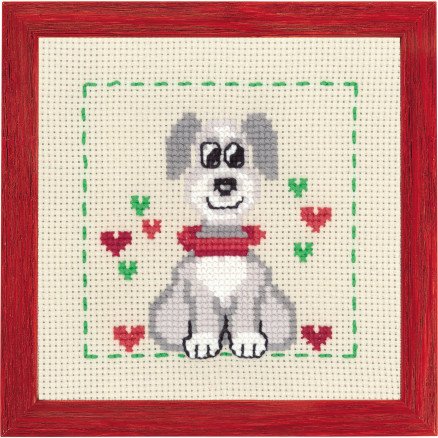 Permin Broderisett Aida til Barn Hund 19x19cm