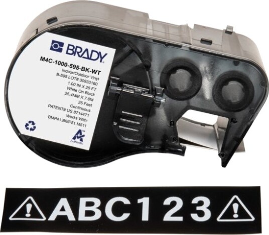 Brady M4c 1000 595 Bk Wt Sort Hvit Selvklebende Skriveretikett Kontinuerlig Etikett Vinyl Trermisk Overføring Akryl
