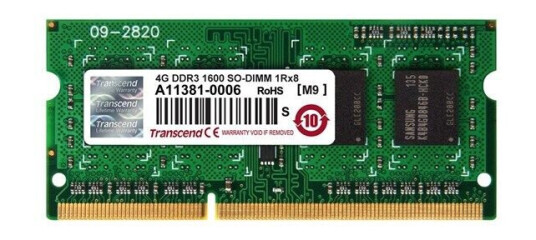 Transcend - DDR3 - module - 4 GB - SO-DIMM 204-pin - 1600 MHz / PC3-12800 - unbuffered