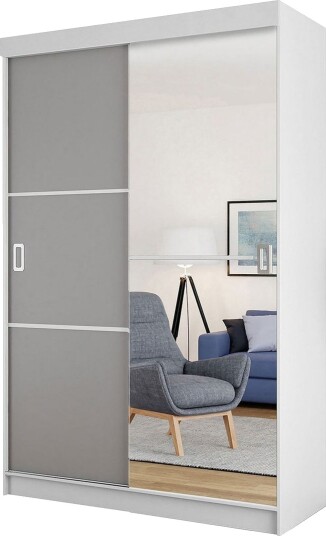 Isolaz Garderobe med Speil LED-belysning RGB - Grå Dør/Hvit/Antrasitt