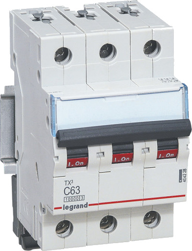 Legrand TX³ MCB automatsikring C63 3P 3M 10/10kA Legrand TX³ MCB automatsikring C63 3P 3M 10/10kA