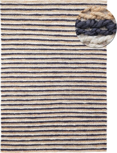 Juteteppe Howrah Braided Jute naturlig/hvit/svart Størrelse: 80 x 150 cm