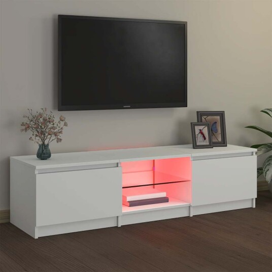 vidaXL TV-benk med LED-lys hvit 140x40x35,5 cm