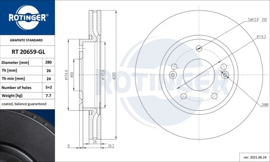 Bremseskive ROTINGER RT 20659-GL