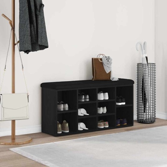 Oppbevaringsbenk Svart Eik 100x30x48 cm Konstruert Tre
