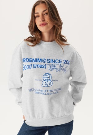 Dr. Denim Kenan Sweatshirt Lt Grey Melange Thank You L Dr. Denim Kenan Sweatshirt Lt Grey Melange Thank You L