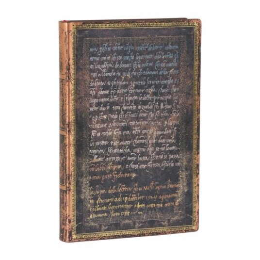 Michelangelo Handwriting Embellished Manuscripts Collection Mini Lined Softcover Flexi Journal Elastic Band Closure