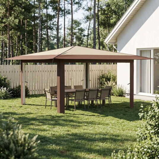 vidaXL Gazebo uten sidevegg 4 x 4 m Krem og brun