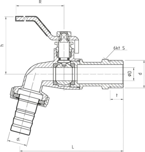 Perfexim Kuleventil For Vann Dn20 M/ Tetningsskive Og Slangekobling Pha-009 G3/4 Z Pn16 Dn20 [10/100]