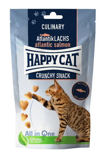 Happy Cat Crunchy Snack med Laks og Erter 70 g - Kattemat for Helse og Pels Happy Cat Crunchy Snack med Laks og Erter 70 g - Kattemat for Helse og Pels