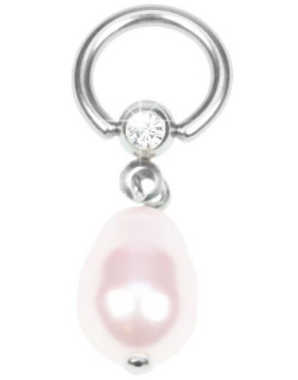 Utgått BCR Piercing med Klar Sten og Hengende Rosa Perle Utgått BCR Piercing med Klar Sten og Hengende Rosa Perle