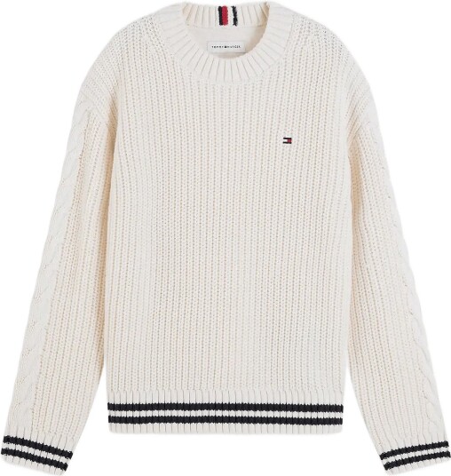 Tommy Hilfiger Placed Sleeve Cable Sweater Cream 140