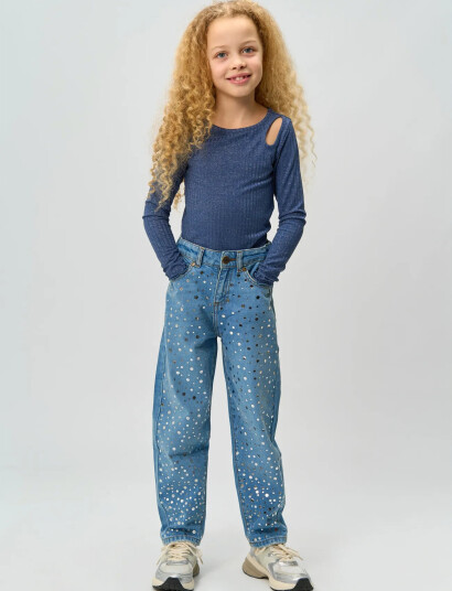 The New Tnrina L_S Glitter Rib Tee Blue 98/104