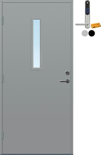 Ytterdør Bygg1 Kjeller Klarglass med Yale Entrus BxH 90x210 Venstre, NCS S-3502-B, Lys Grå, Yale Sølv Ytterdør Bygg1 Kjeller Klarglass med Yale Entrus BxH 90x210 Venstre, NCS S-3502-B, Lys Grå, Yale Sølv
