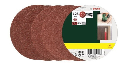 Bosch 25-delers slipepapirsett til eksentersliper, korning 40 G= 40