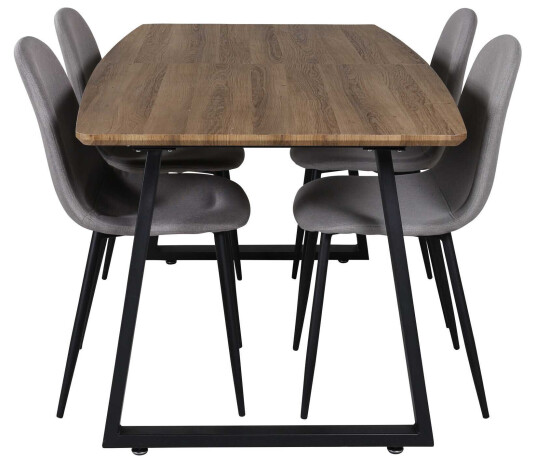 Venture Design Inca & Polar spisegruppe Natur/grå 4 st stoler & bord 160 x 85 cm