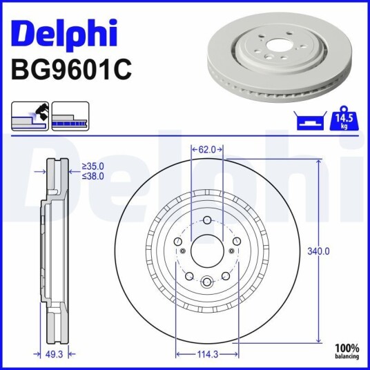Bremseskive DELPHI BG9601C