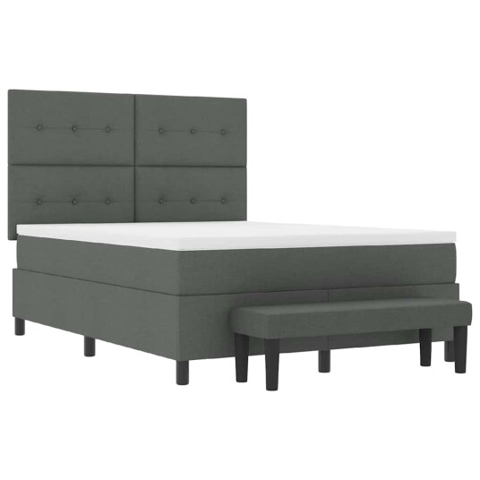 Box Spring Seng med Madrass & Benk Mørkegrå 140x190 cm 3344066