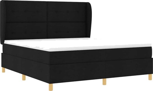 Box Spring Seng med Madrass Svart 180x200 cm Stoff Box Spring Seng med Madrass Svart 180x200 cm Stoff
