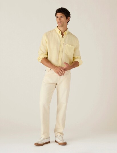 Lexington Clothing Casual Linen B.d Shirt   Yellow   L