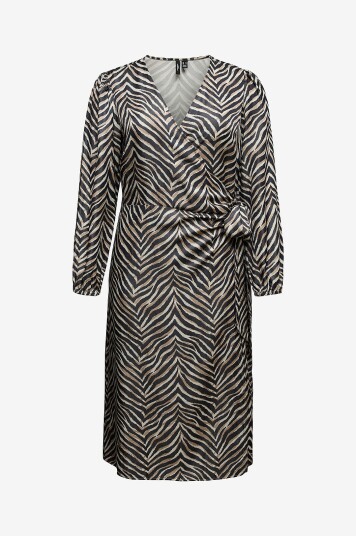 Vero Moda Curve Omslagskjole vmcVina Sonya LS Calf Dress Wvn GA Svart