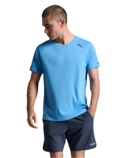2xu Men"s Aero Tee Azure Blue/black Reflective M