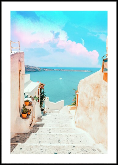 Dreamy Aegean Stairway Plakat / 21x30