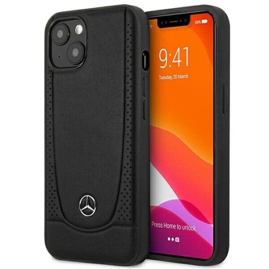 Mercedes Leather Urban Case for iPhone 14 Plus - Black