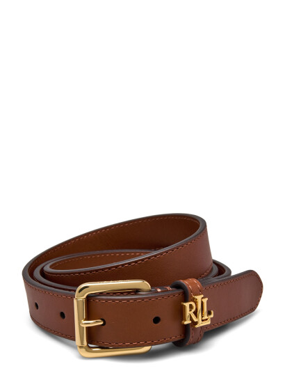 Lauren Ralph Lauren Logo-Keeper Leather Skinny Belt - Brown - L Lauren Ralph Lauren Logo-Keeper Leather Skinny Belt - Brown - L