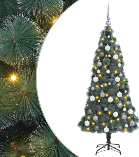 Kunstig forplante juletre med kule sett grønn 180 cm PET