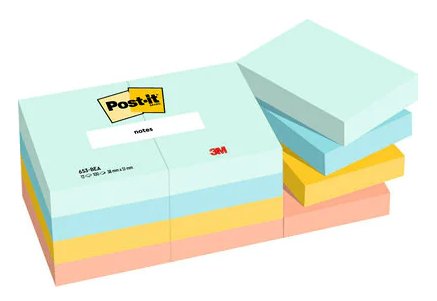 Post-It 653-12-Bea Rektangel Blå Oransje Gult Papir 38 Mm 51 Mm 100 Ark