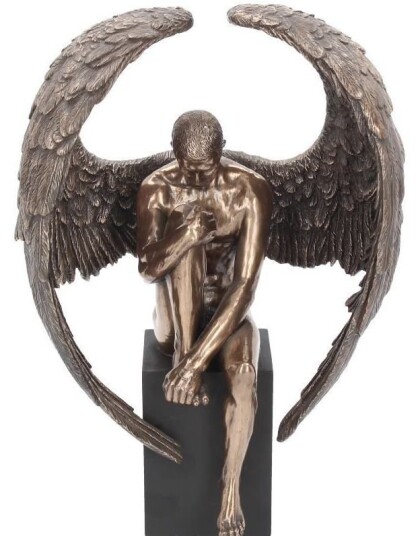 Angel"s Reflection Kontemplerende Englefigur i Bronse 26 cm